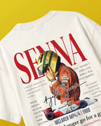 Ayrton Senna McLaren Legacy F1 Unisex Oversized T-shirt Off-White Front View | Turn1 India