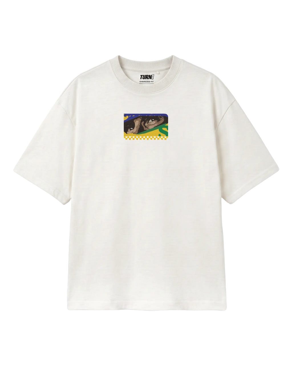 Ayrton Senna McLaren Legacy F1 Unisex Oversized T-shirt Off-White Front View | Turn1 India
