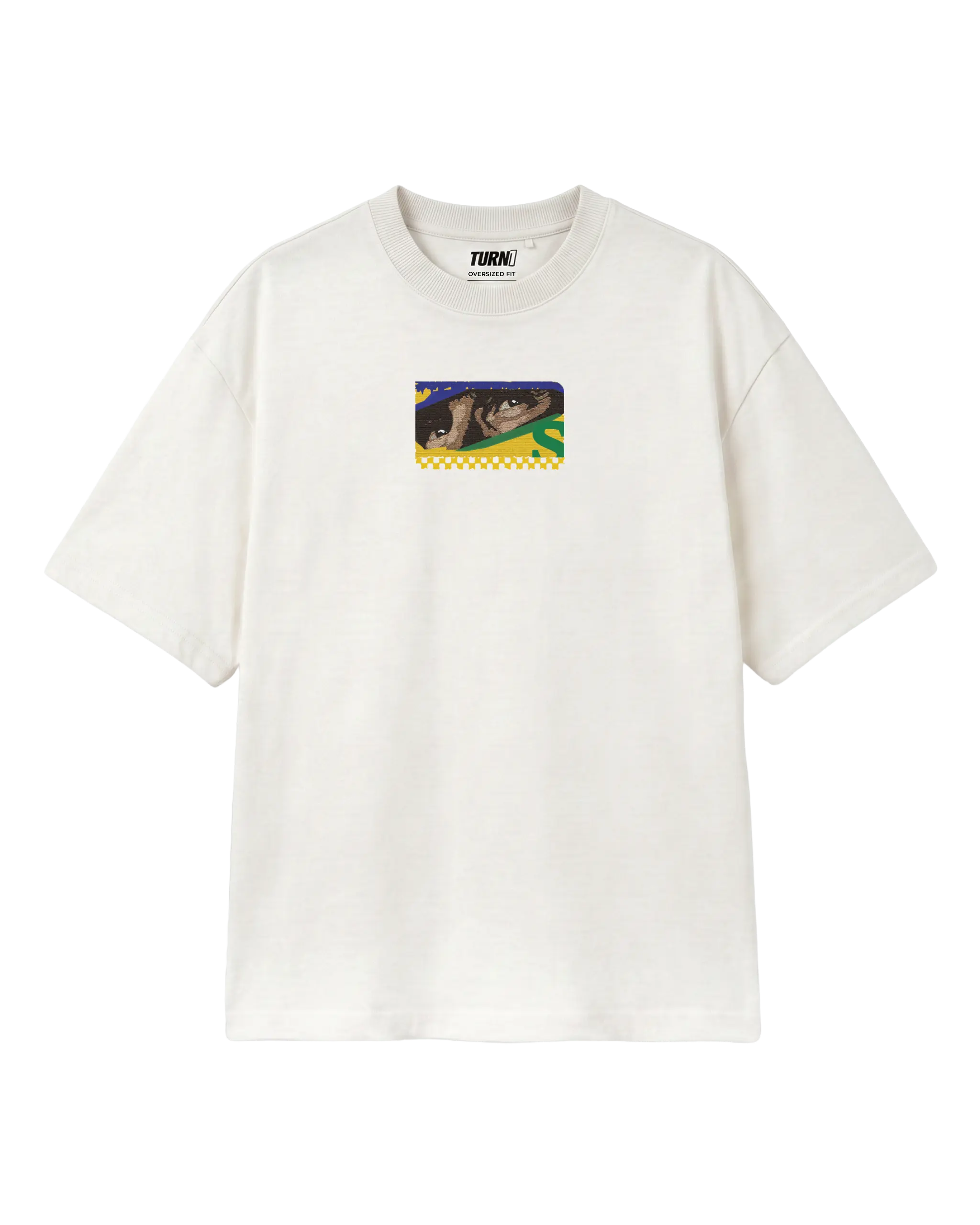 Ayrton Senna McLaren Legacy F1 Unisex Oversized T-shirt Off-White Front View | Turn1 India