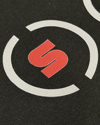 
Closeup of F1 Turn1 India black oversized unisex tshirt - fan graphic of F1 quote "Box Box" featuring Ferrari pitstop
Front print of 3 tyre compounds in Formula 1 cars - small, medium, hard