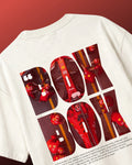 Box Box Pit Stop Formula 1 F1 Oversized Unisex T-shirt Off-White Back View Showing Bold Box Box Text with Ferrari Pitstop with Charles Leclerc | Turn1 India