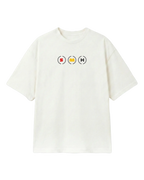 Box Box Pit Stop Formula 1 F1 Oversized Unisex T-shirt Off-White Front View Showing Formula 1 Tyre Compounds Soft Medium and Hard | Turn1 India