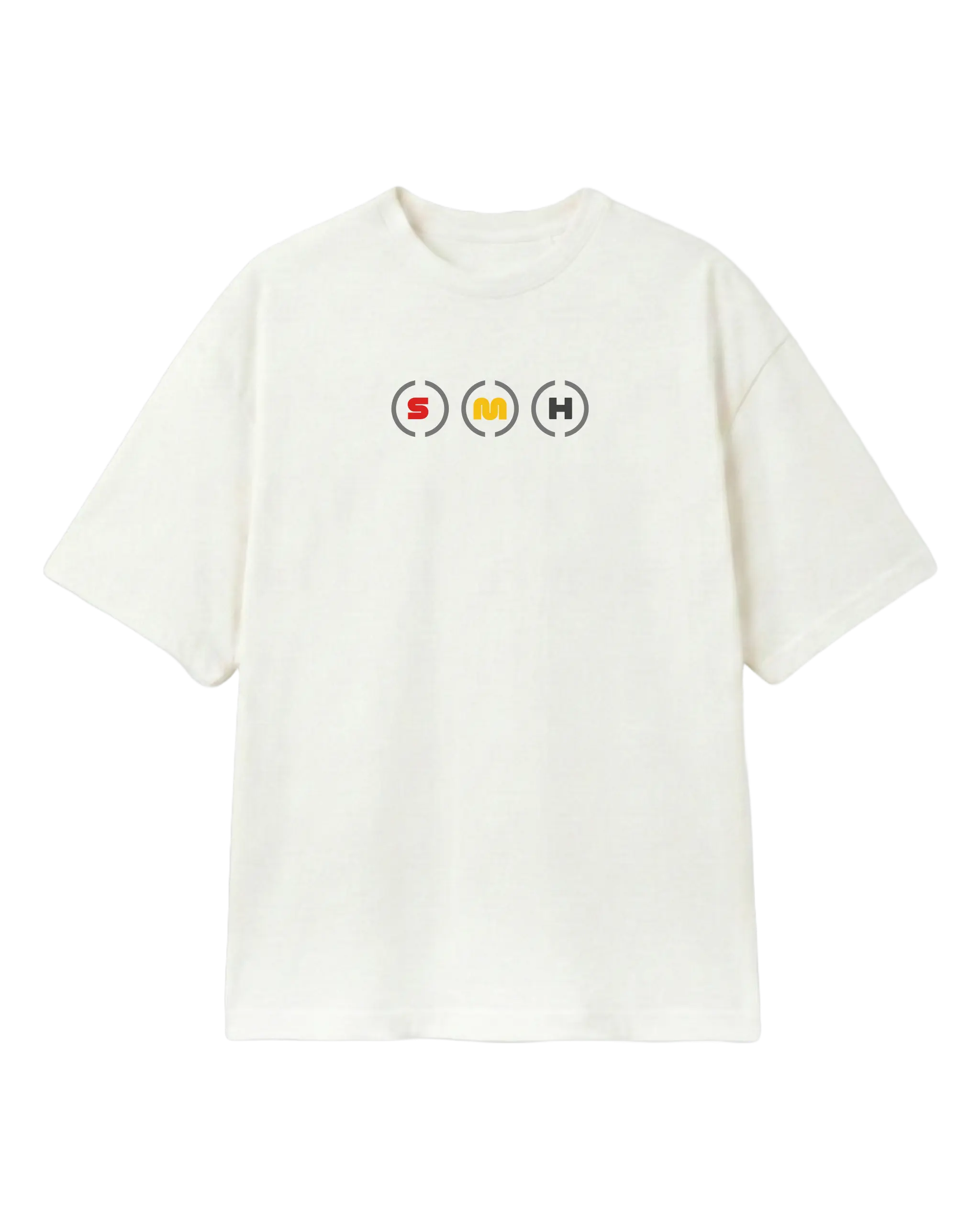 Box Box Pit Stop Formula 1 F1 Oversized Unisex T-shirt Off-White Front View Showing Formula 1 Tyre Compounds Soft Medium and Hard | Turn1 India