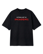F1 Black Unisex Oversized fit Tshirt by Turn 1 Brand, an F1 Apparel brand of India. Charles Leclerc fan tshirt with his quote "Nothing, Just an Inchident!" on front.
