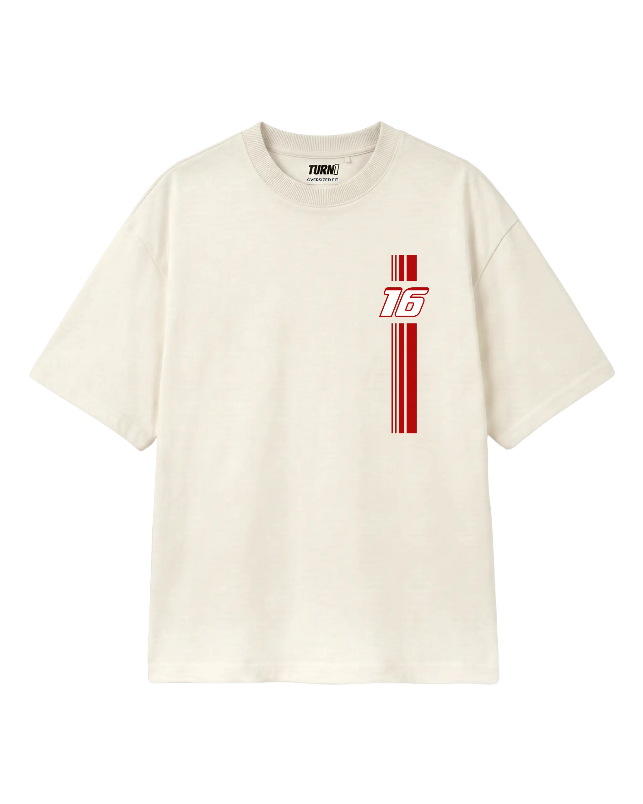 Charles Leclerc Ferrari F1 Unisex Oversized T-shirt Off-White Front View | Turn1 India