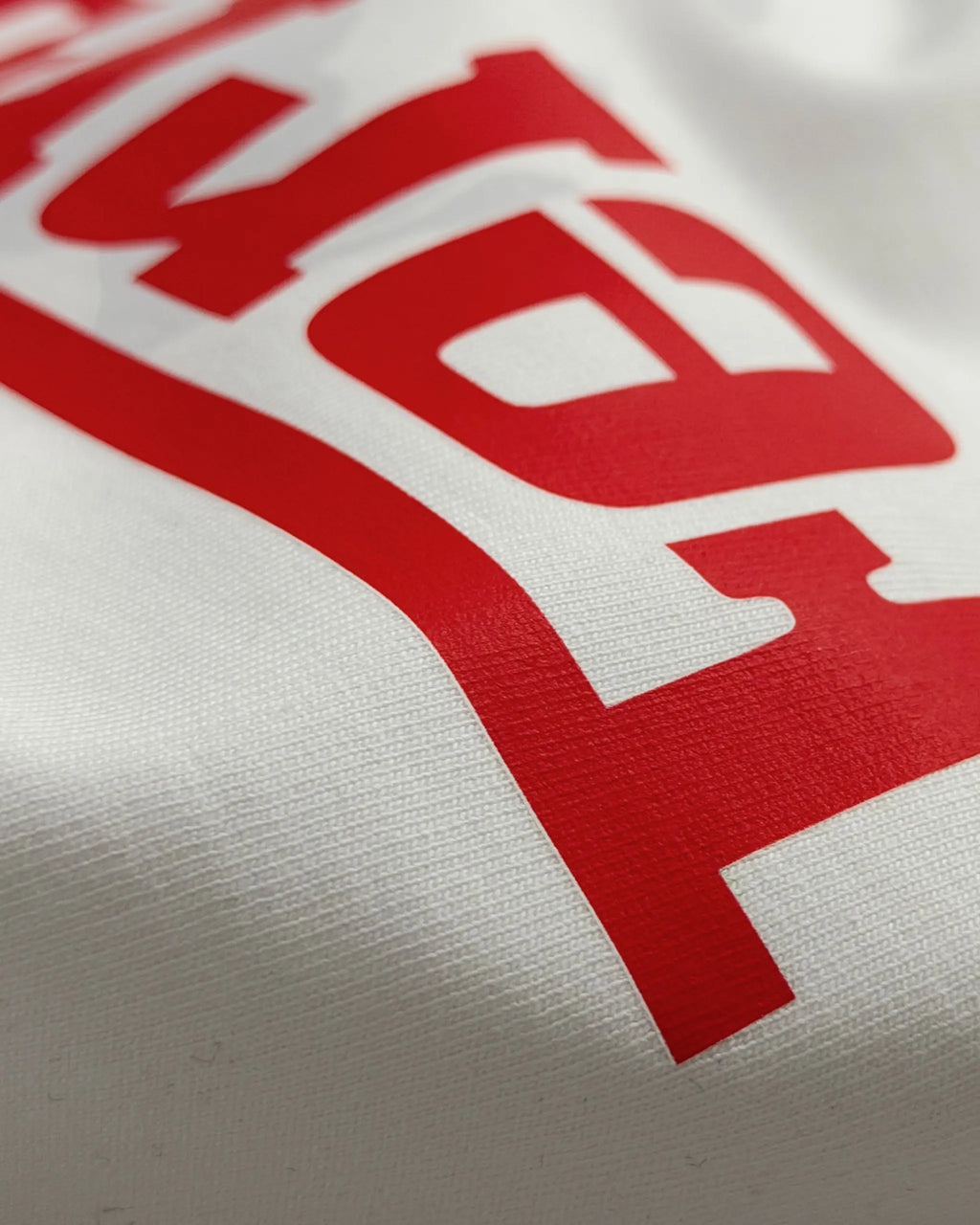 Closeup of Fabric and Print | Ferrari Red Wordmark Logo Classic Women Crop Top Colour White | Turn1 India