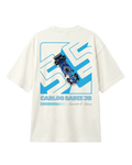 F1 Turn1 India Off White oversized unisex tshirt - fan graphic of Carlos Sainz Smooth Operator, Williams F1 raacing team driver and featuring his Car Number 55.