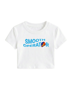 F1 Turn1 India White crop top with “SMOOTH OPERATOR” graphic on the front based on driver Carlos Sainz Jr - driver of Williams F1 Racing team