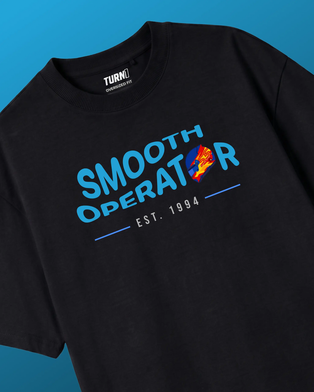Carlos Sainz Smooth Operator F1 Unisex Oversized T-shirt Black Front View | Turn1 India