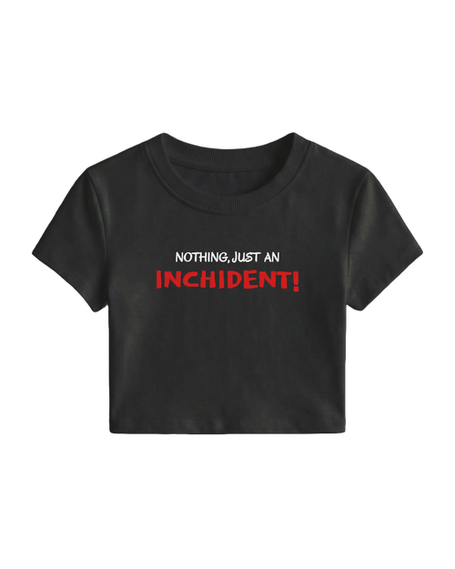 Charles Leclerc Just an Inchident F1 Crop Top for Women | Black Front View | Turn1 India