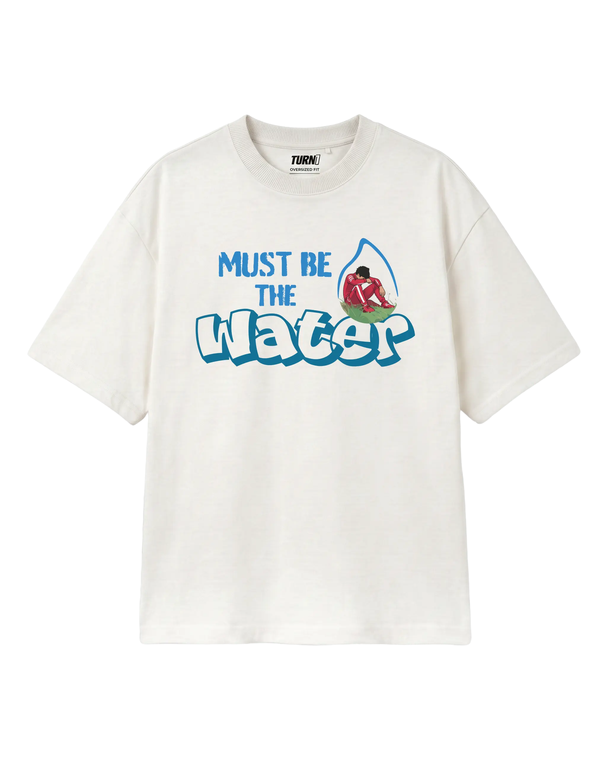 Charles Leclerc Ferrari Must Be The Water F1 Unisex Oversized T-shirt Off-White Front View | Turn1 India