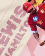 Close-up Image of Fabric and Print  Lewis Hamilton Scooter F1 Unisex Sweatshirt Cream Colour Front View - Turn1 India