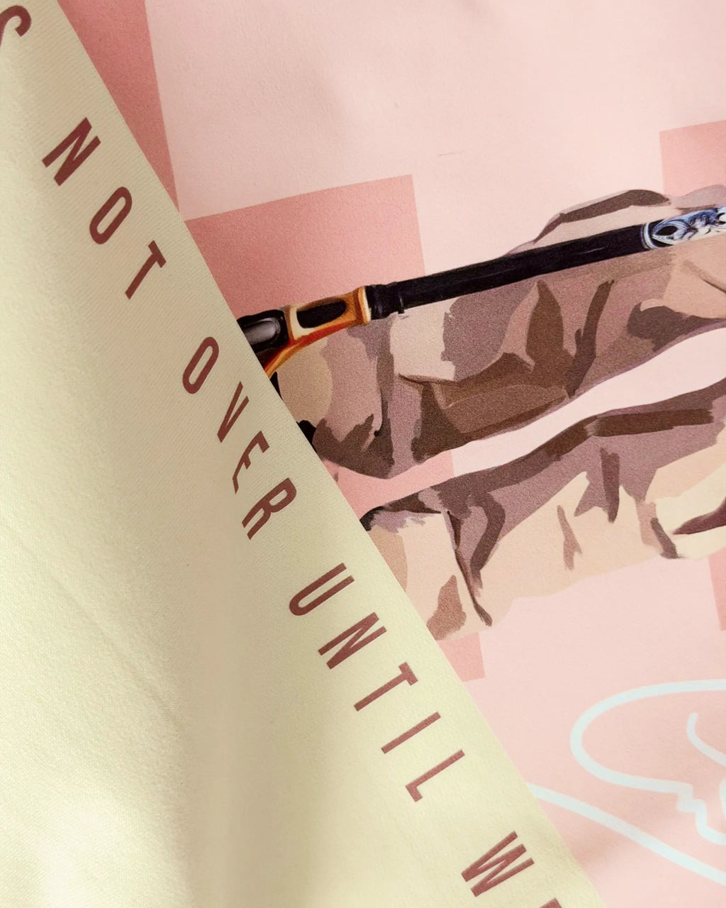 Close-up Image of Fabric and Print  Lewis Hamilton Scooter F1 Unisex Sweatshirt Cream Colour Front View - Turn1 India