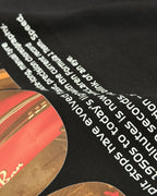 Close-up Image of Fabric and Print - Box Box Pit Stop Formula 1 F1 Oversized Unisex T-shirt Black Showing Ferrari Pitstop with Charles Leclerc and F1 Tyre Compounds | Turn1 India