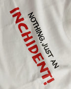 Close-up Image of Fabric and Print - Charles Leclerc Just an Inchident F1 Unisex Oversized T-shirt Off-White Front View | Turn1 India