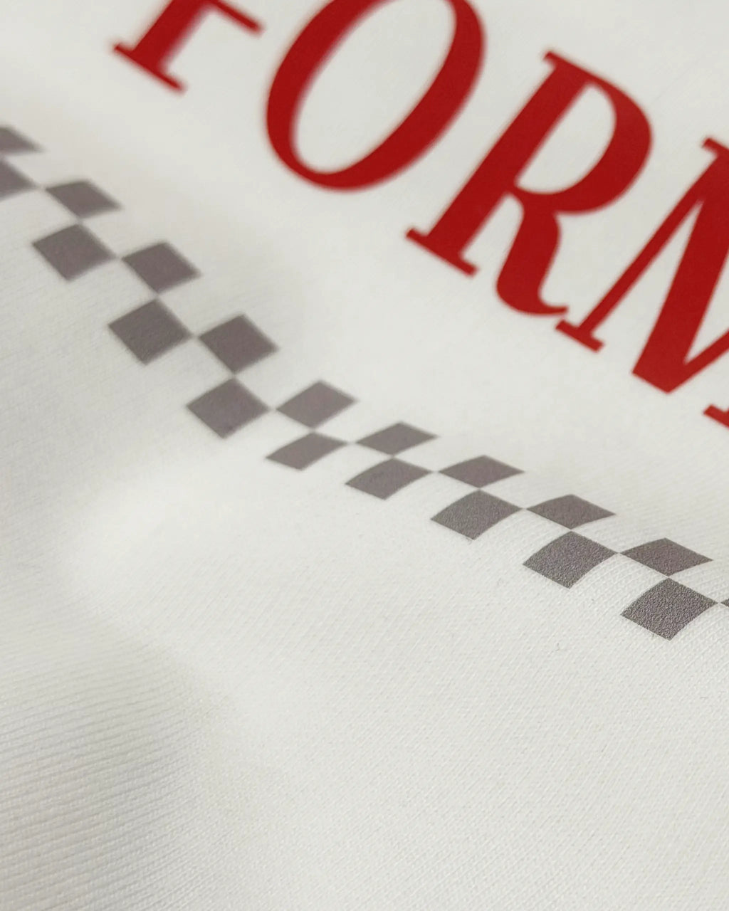 Close-up of Fabric and Print - Hot Girls Watch Formula 1 F1 Oversized T-shirt Off-White Front View | Turn1 India