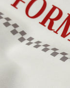 Close-up of Fabric and Print - Hot Girls Watch Formula 1 F1 Oversized T-shirt Off-White Front View | Turn1 India