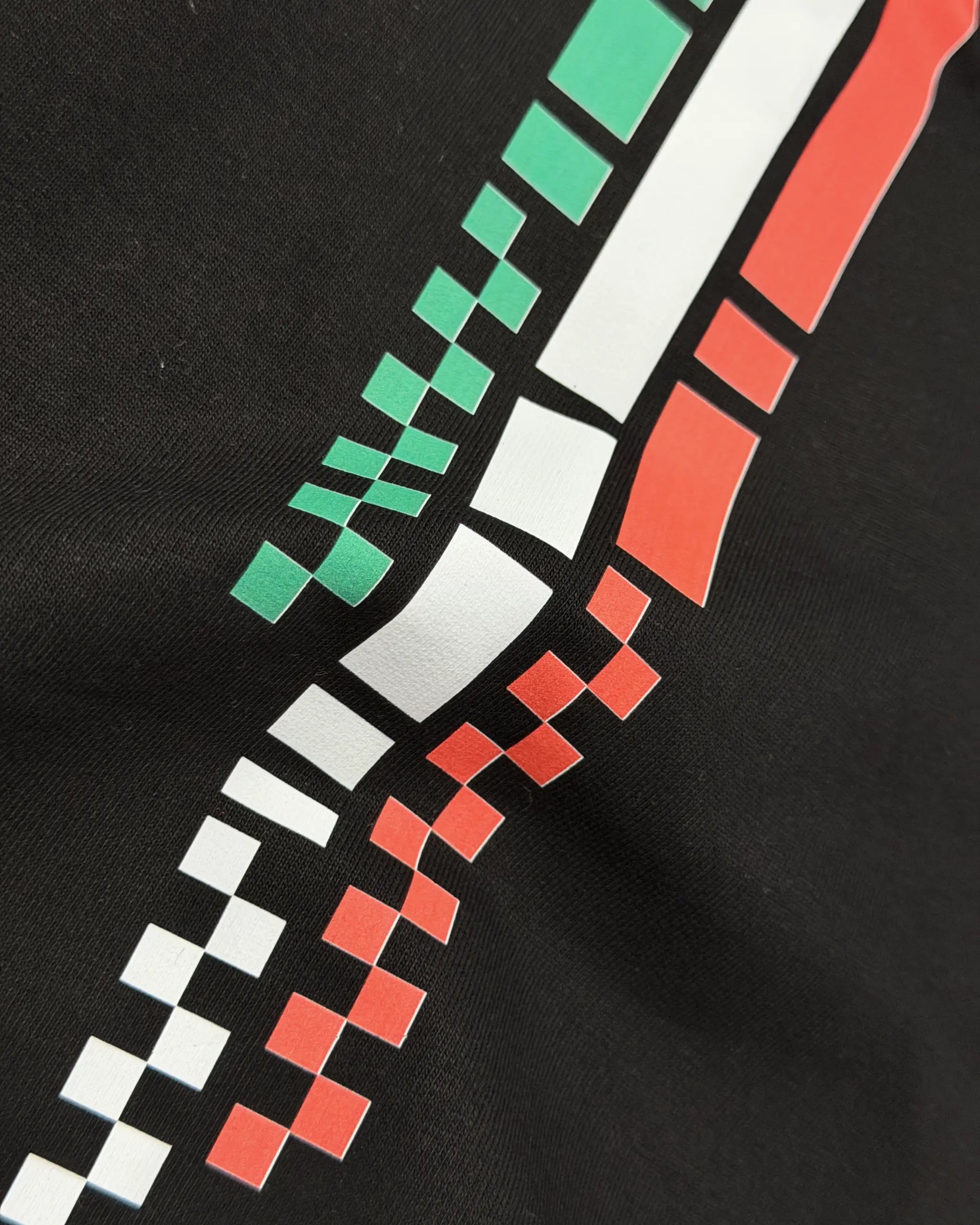 Close-up of Fabric and Print | Kimi Antonelli Signature F1 Unisex Regular Fit T-shirt Black Front View | Turn1 India