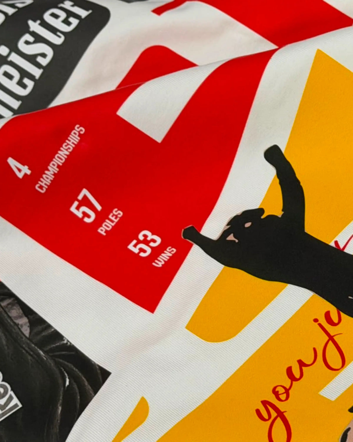 Close-up Image of Fabric and Print - Sebastian Vettel F1 Graphic T-shirt Off-White | Turn1 India