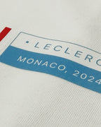 Close-up image of Fabric and Print  Charles Leclerc Monaco Edition F1 Unisex Oversized T-shirt Off-White | Turn1 India