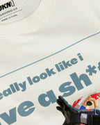 Close-up Image of Fabric and Print - Max Verstappen Attitude Don't Give a Sh*t F1 Unisex Oversized T-shirt Off-White Front View | Turn1 India