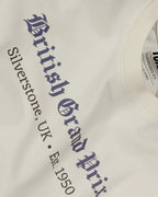 Close-up of Fabric and Print - British Grand Prix Circuit Silverstone F1 Unisex Oversized T-shirt Off-White | Turn1 India