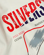 Close-up of Fabric and Print - British Grand Prix Circuit Silverstone F1 Unisex Oversized T-shirt Off-White | Turn1 India