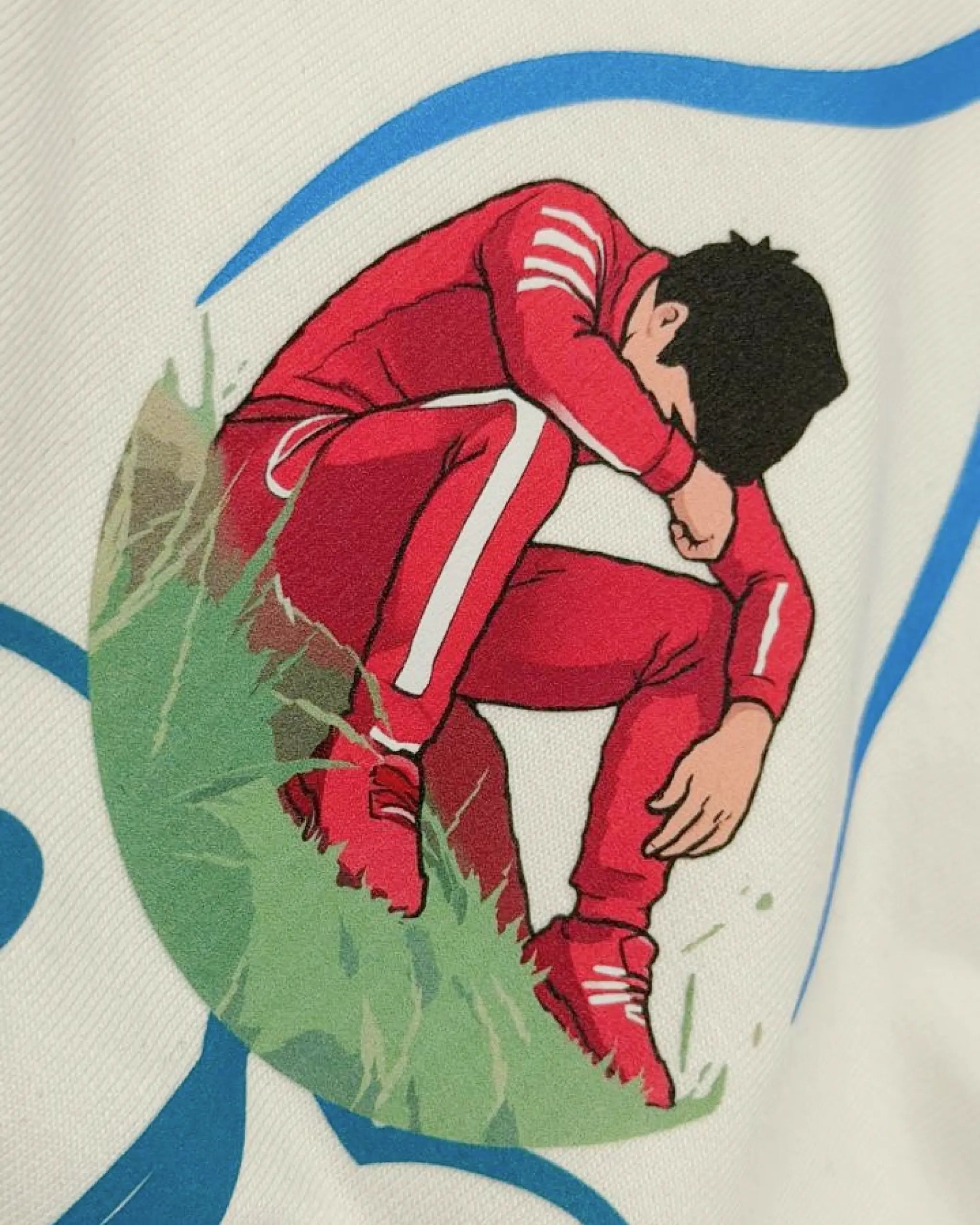 Close-up of Fabric and Print - Charles Leclerc Ferrari Must Be The Water Unisex Oversized T-shirt Off-White | Turn1 India