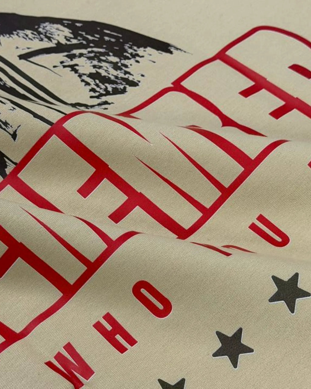 Close-up of Fabric and Print - Motivational Quote F1 Unisex Oversized T-shirt Beige | Turn1 India