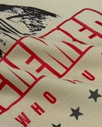 Close-up of Fabric and Print - Motivational Quote F1 Unisex Oversized T-shirt Beige | Turn1 India