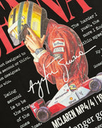 Close-up of Fabric and Print - Ayrton Senna McLaren Legacy F1 Unisex Oversized T-shirt Black Back View | Turn1 India