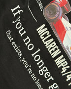 Close-up of Fabric and Print - Ayrton Senna McLaren Legacy F1 Unisex Oversized T-shirt Black Back View | Turn1 India