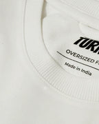 Close-up of Fabric and Print - Kimi Antonelli F1 Unisex Oversized T-shirt Off-White | Turn1 India