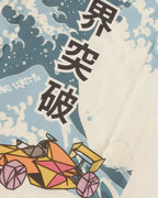 Close-up of Fabric and Print - Tokyo Race Vibes Formula 1 Unisex Oversized F1 T-shirt Off-White Back View | Turn1 India