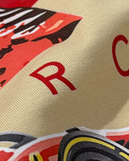 Close-up of Fabric and Print - Charles Leclerc Ferrari F1 Unisex Oversized T-shirt Beige | Turn1 India