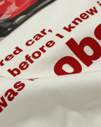 Close-up of Fabric and Print - Charles Leclerc Ferrari F1 Unisex Oversized T-shirt Off-White | Turn1 India