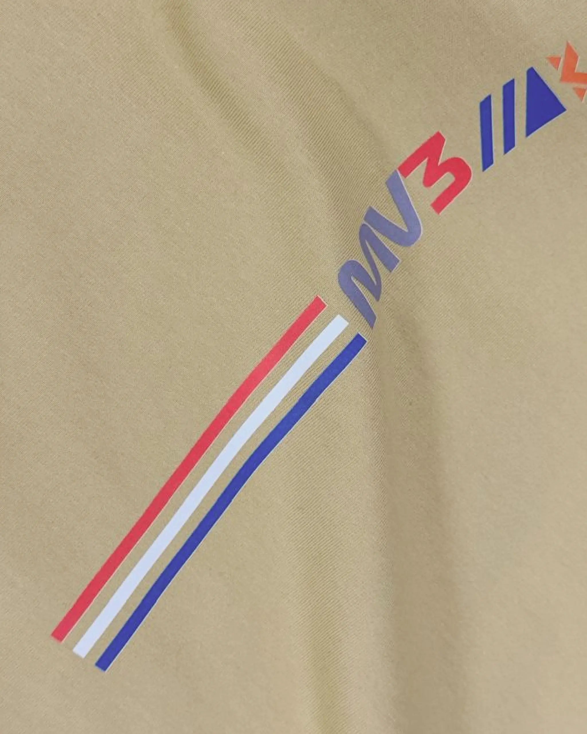 Close-up of Image and Print - Max Verstappen No Risk Full Push F1 Unisex Oversized T-shirt Beige Back View | Turn1 India