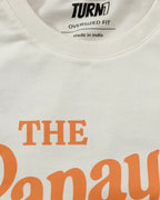 Closeup image of fabric and print Papaya Club McLaren F1 Unisex Oversized T-shirt Off-White Front View | Turn1 India