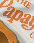 Closeup image of fabric and print Papaya Club McLaren F1 Unisex Oversized T-shirt Off-White Front View | Turn1 India