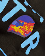 Closeup of Fabric and Print - Carlos Sainz Smooth Operator F1 Unisex Oversized T-shirt Black | Turn1 India