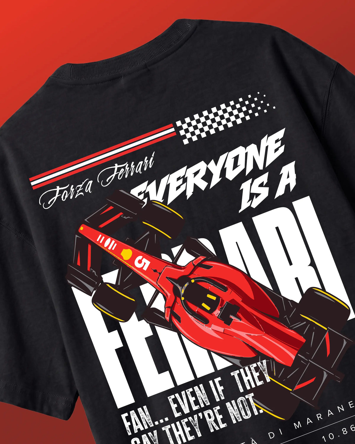 Everyone loves Ferrari F1 T-shirt Black Back View | Unisex Oversized Formula 1 T-shirt | Ferrari T-shirt | Turn1 India 
