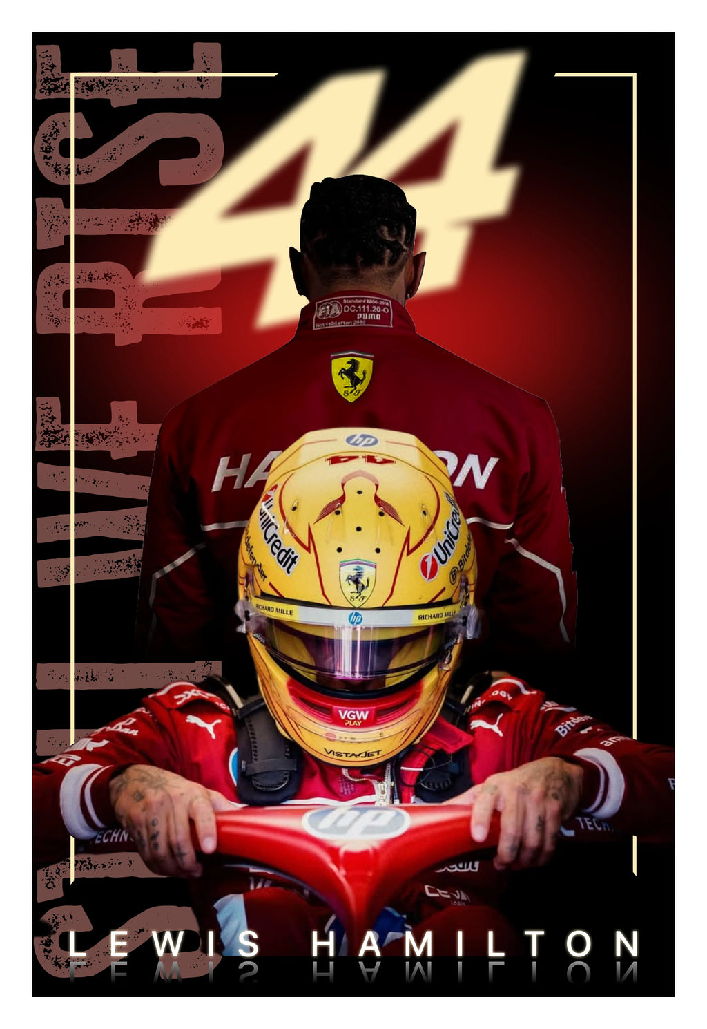 Lewis Hamilton Ferrari F1 Poster