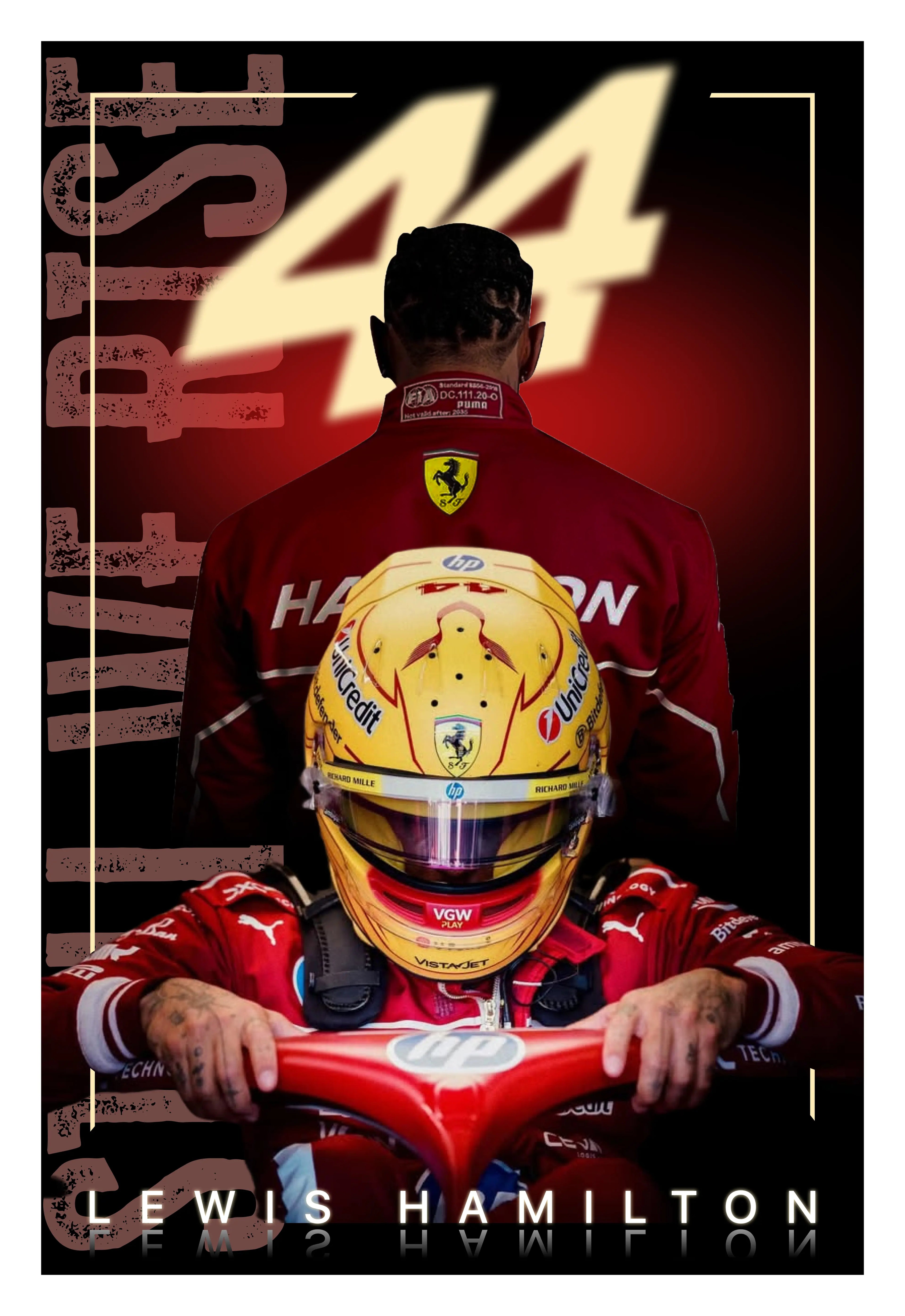 Lewis Hamilton Ferrari F1 Poster