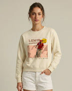 Female model wearing Lewis Hamilton Scooter F1 Unisex Sweatshirt Cream Colour Front View - Turn1 India