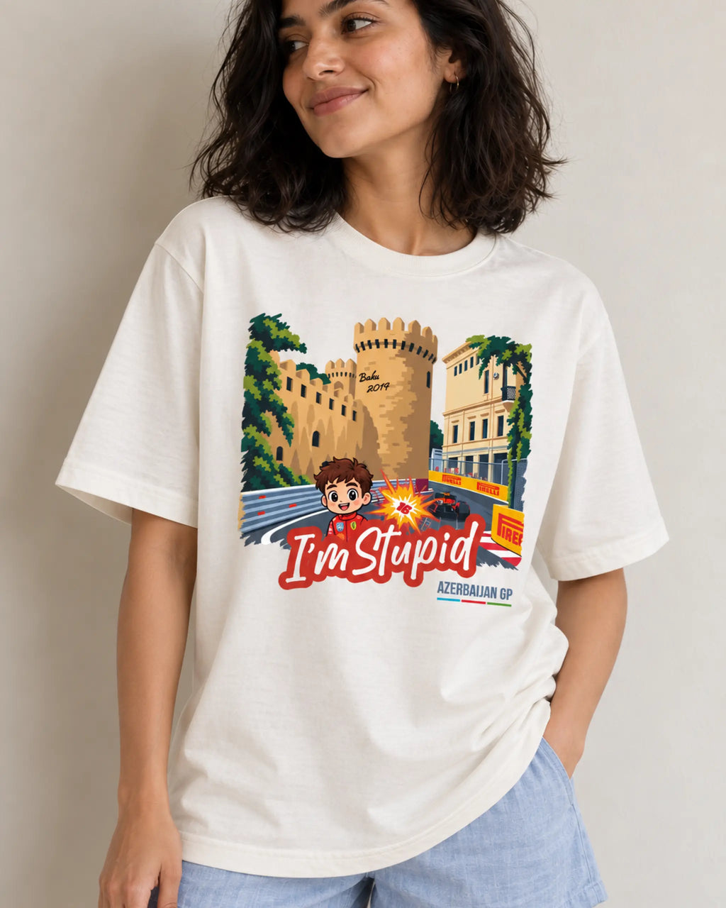 Charles Leclerc I Am Stupid Azerbaijan Grand Prix Baku F1 T-shirt