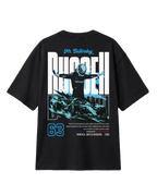 Formula 1 Tee - George Russell Mr. Saturday Graphic F1 T-shirt - Colour Black - Back View - Unisex Oversized Fit | Turn1 India