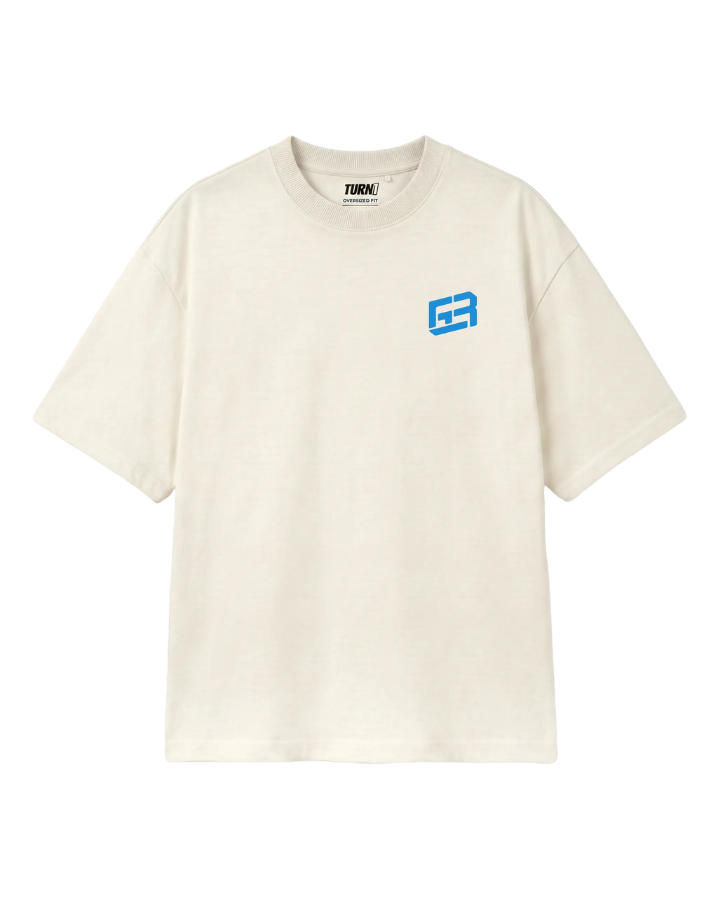Formula 1 Tee - George Russell Mr. Saturday Graphic F1 T-shirt - Colour Off-White - Front View - Unisex Oversized Fit | Turn1 India