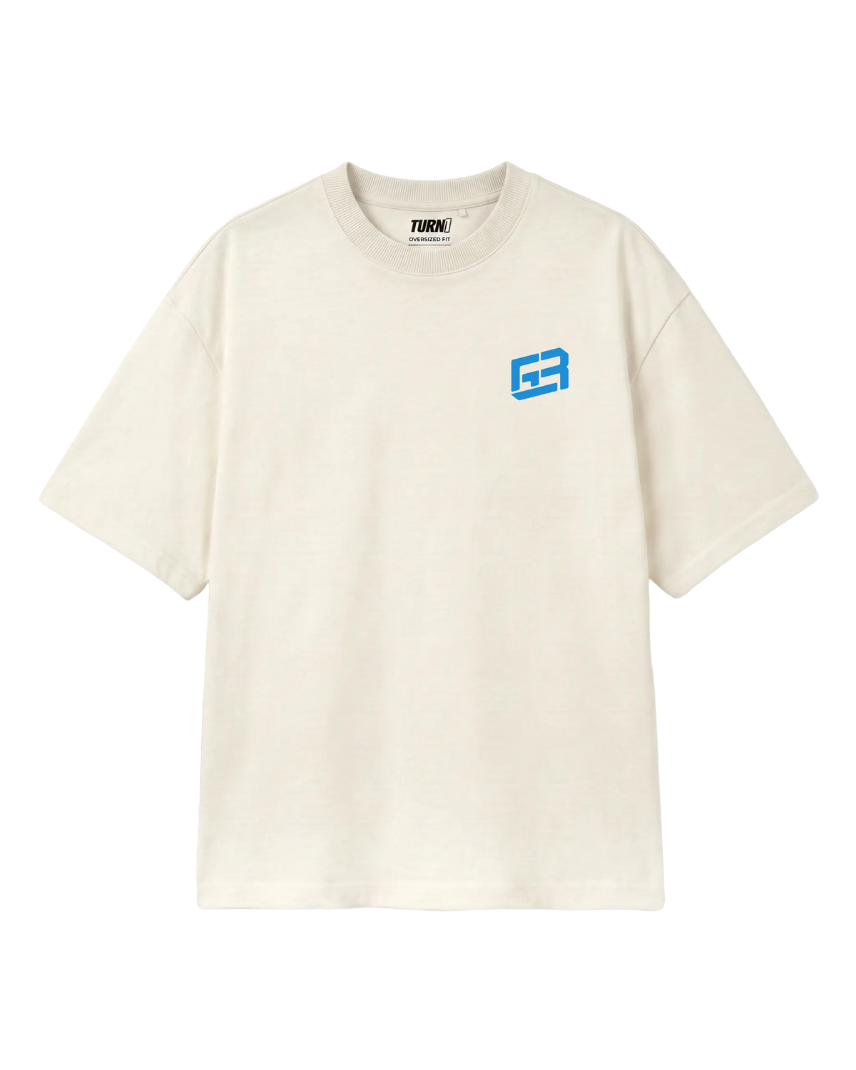 Formula 1 Tee - George Russell Mr. Saturday Graphic F1 T-shirt - Colour Off-White - Front View - Unisex Oversized Fit | Turn1 India