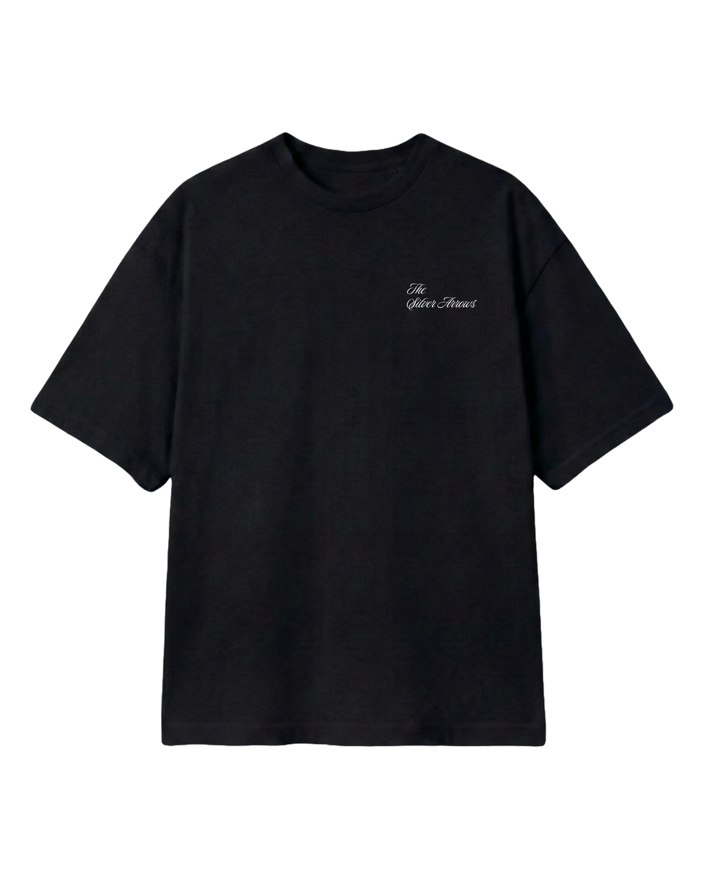 F1 Turn1 India Black unisex oversized tshirt featuring Kimi Antonelli, Mercedes AMG Petronas F1 Team driver, his Mercedes F1 car and number 12.
Front print featuring text "Silver Arrows"