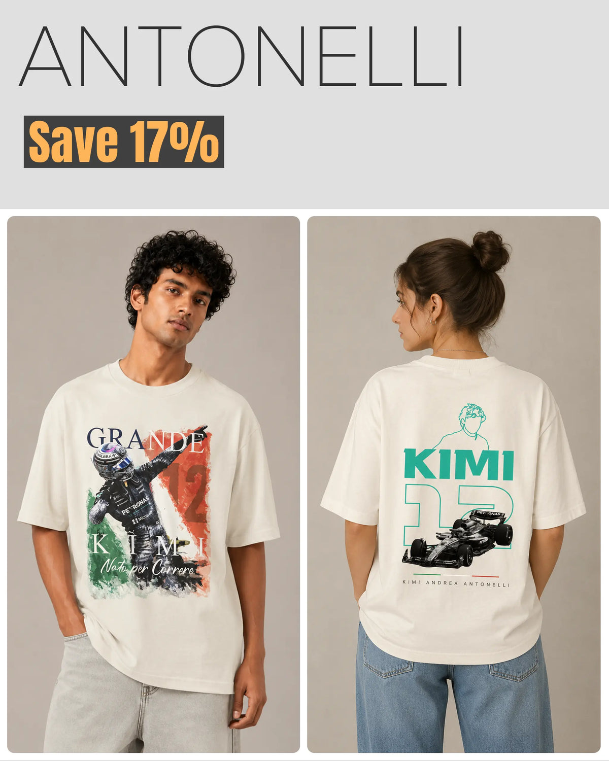 Kimi Antonelli F1 Oversized Tee Combo